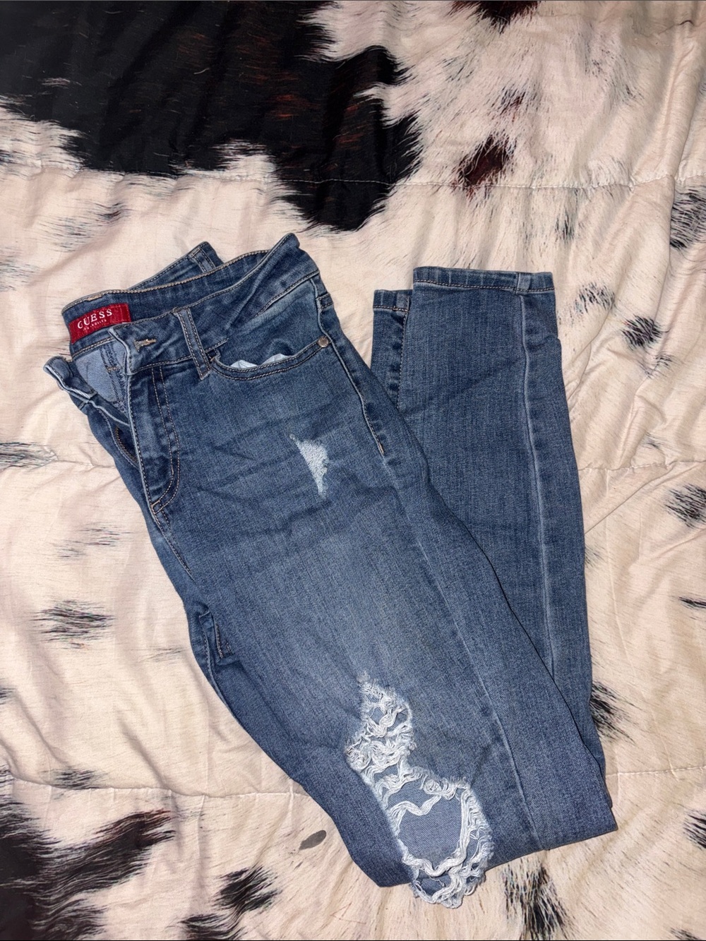 GUESS Blue Distressed Skinny Jeans